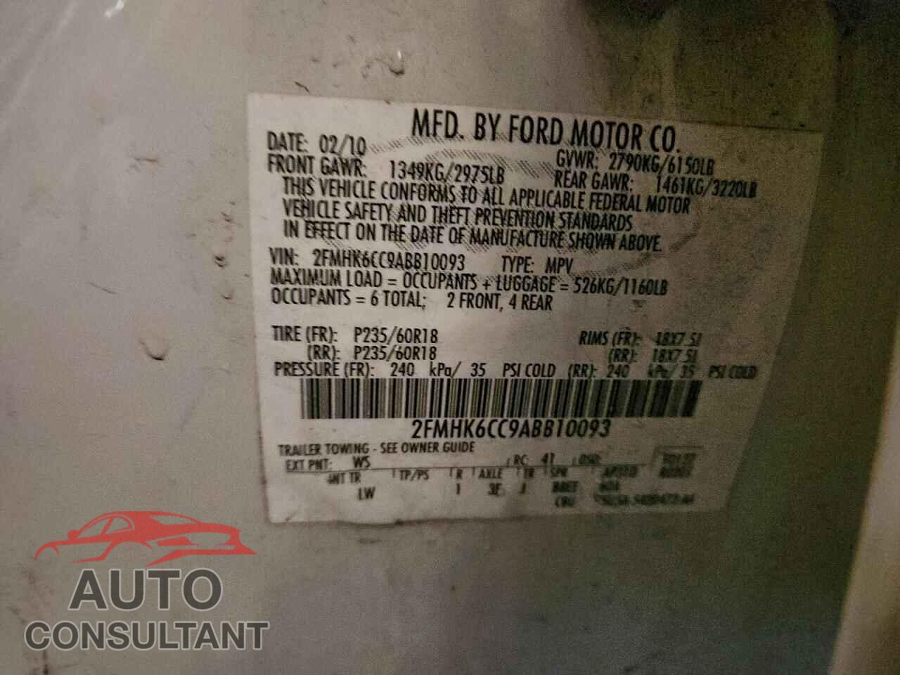FORD FLEX 2010 - 2FMHK6CC9ABB10093