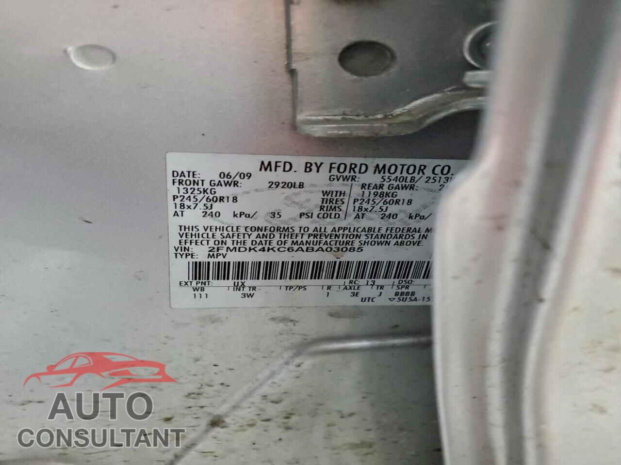 FORD EDGE 2010 - 2FMDK4KC6ABA03085