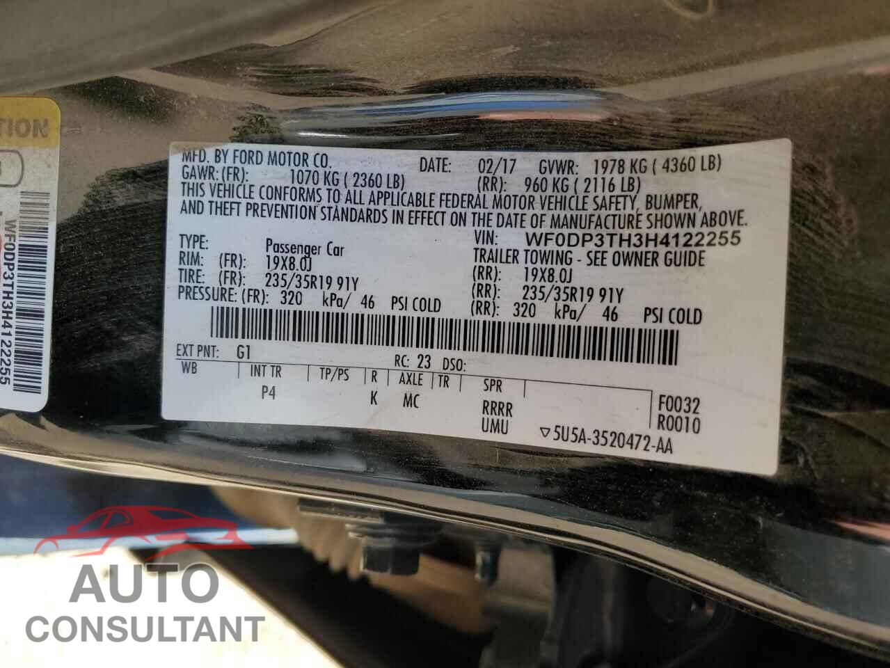 FORD FOCUS 2017 - WF0DP3TH3H4122255