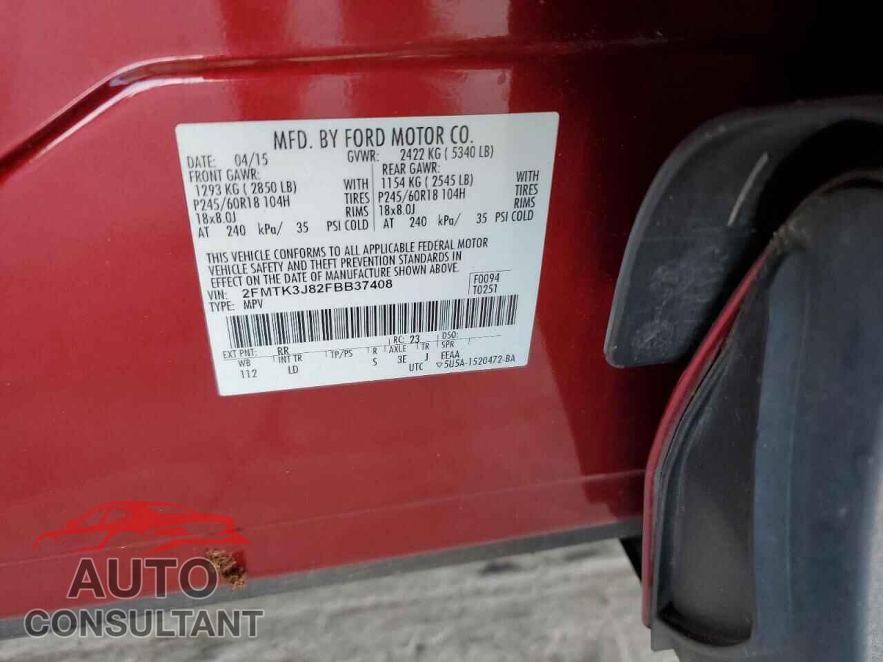 FORD EDGE 2015 - 2FMTK3J82FBB37408