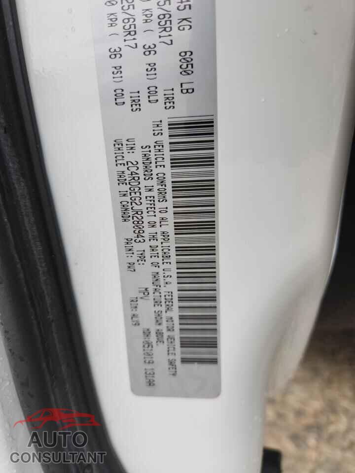 DODGE CARAVAN 2018 - 2C4RDGEG2JR280943