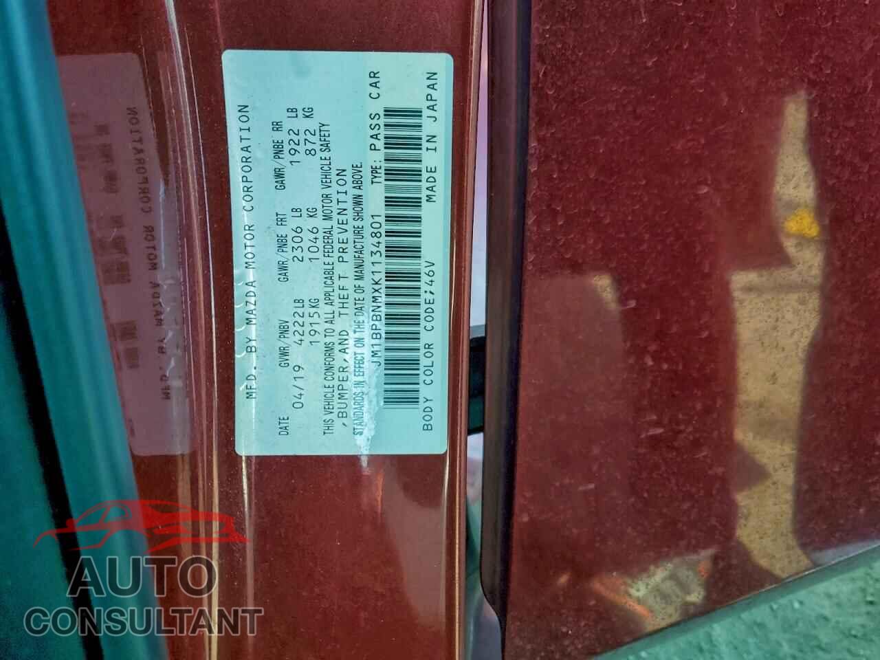 MAZDA 3 2019 - JM1BPBNMXK1134801