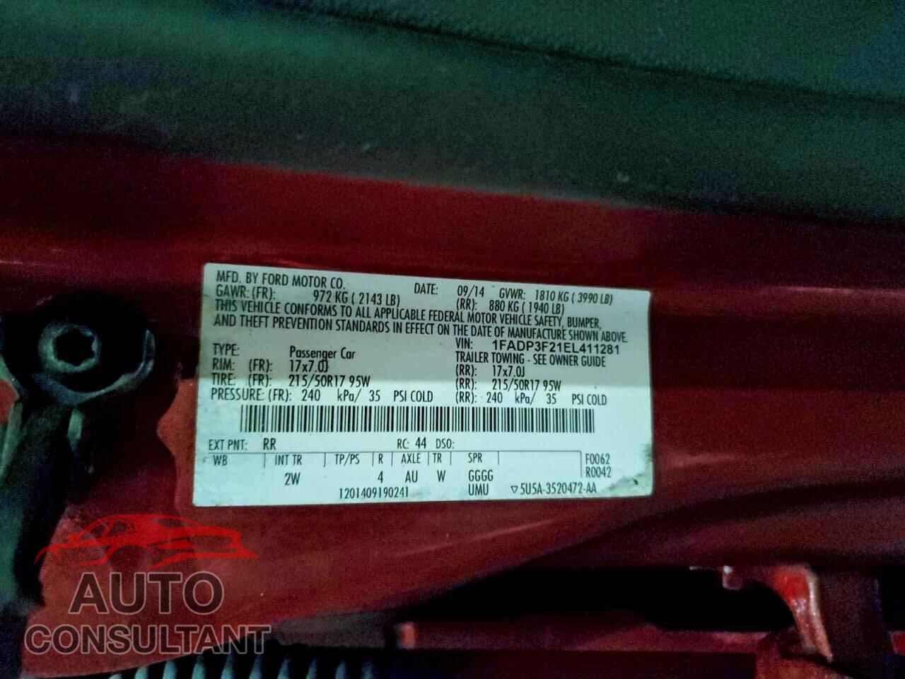 FORD FOCUS 2014 - 1FADP3F21EL411281