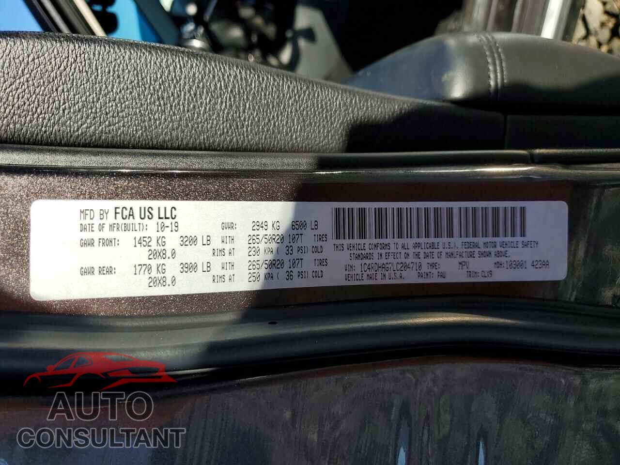 DODGE DURANGO 2020 - 1C4RDHAG7LC204710