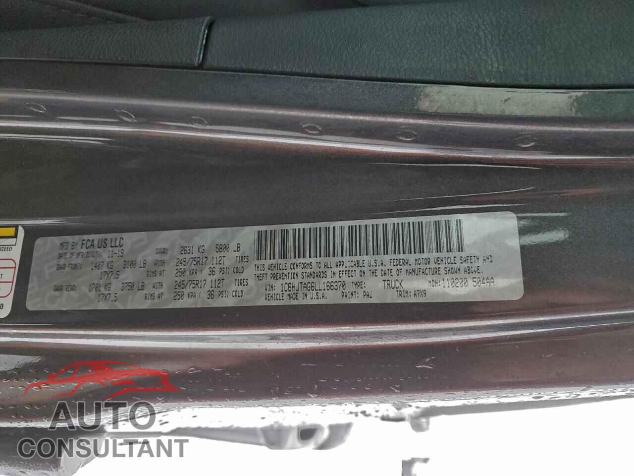 JEEP GLADIATOR 2020 - 1C6HJTAG6LL166370