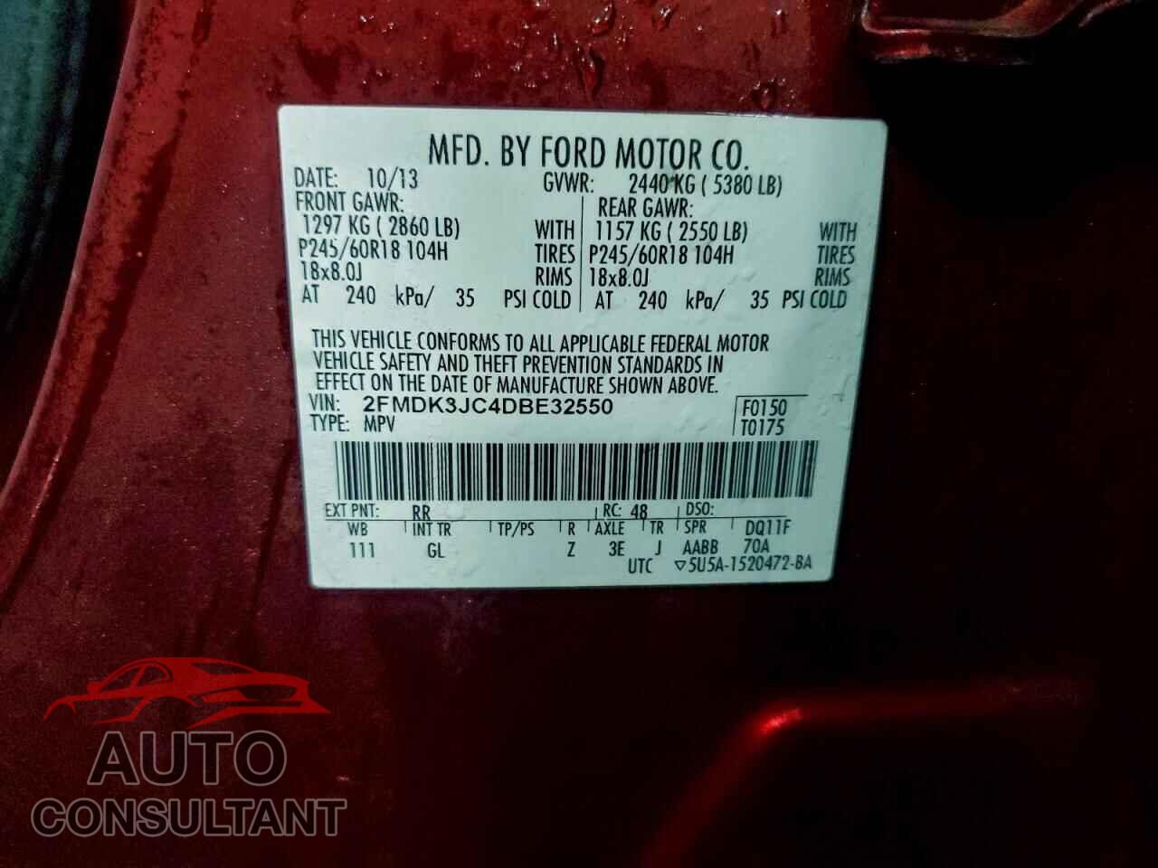 FORD EDGE 2013 - 2FMDK3JC4DBE32550