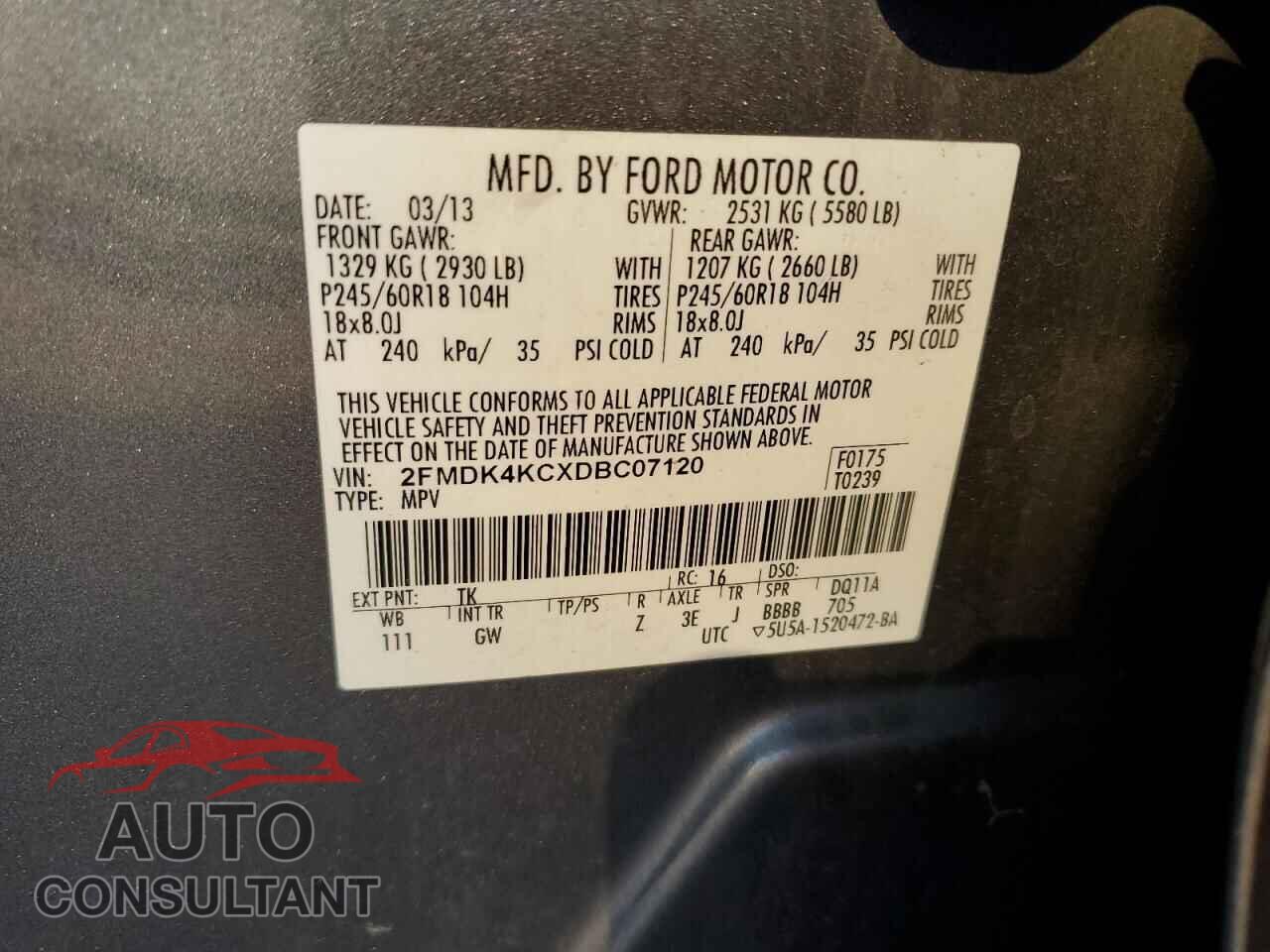 FORD EDGE 2013 - 2FMDK4KCXDBC07120