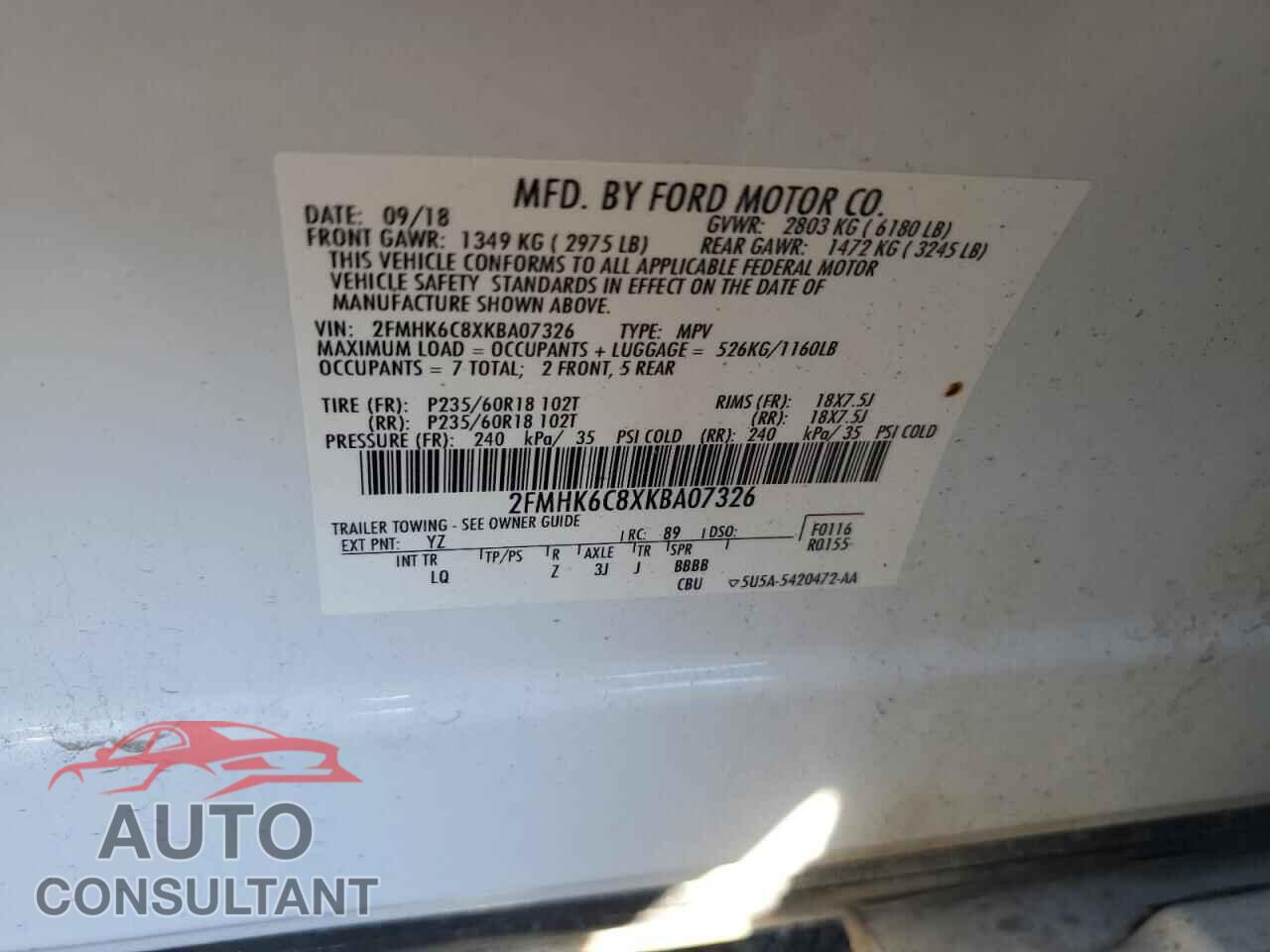 FORD FLEX 2019 - 2FMHK6C8XKBA07326