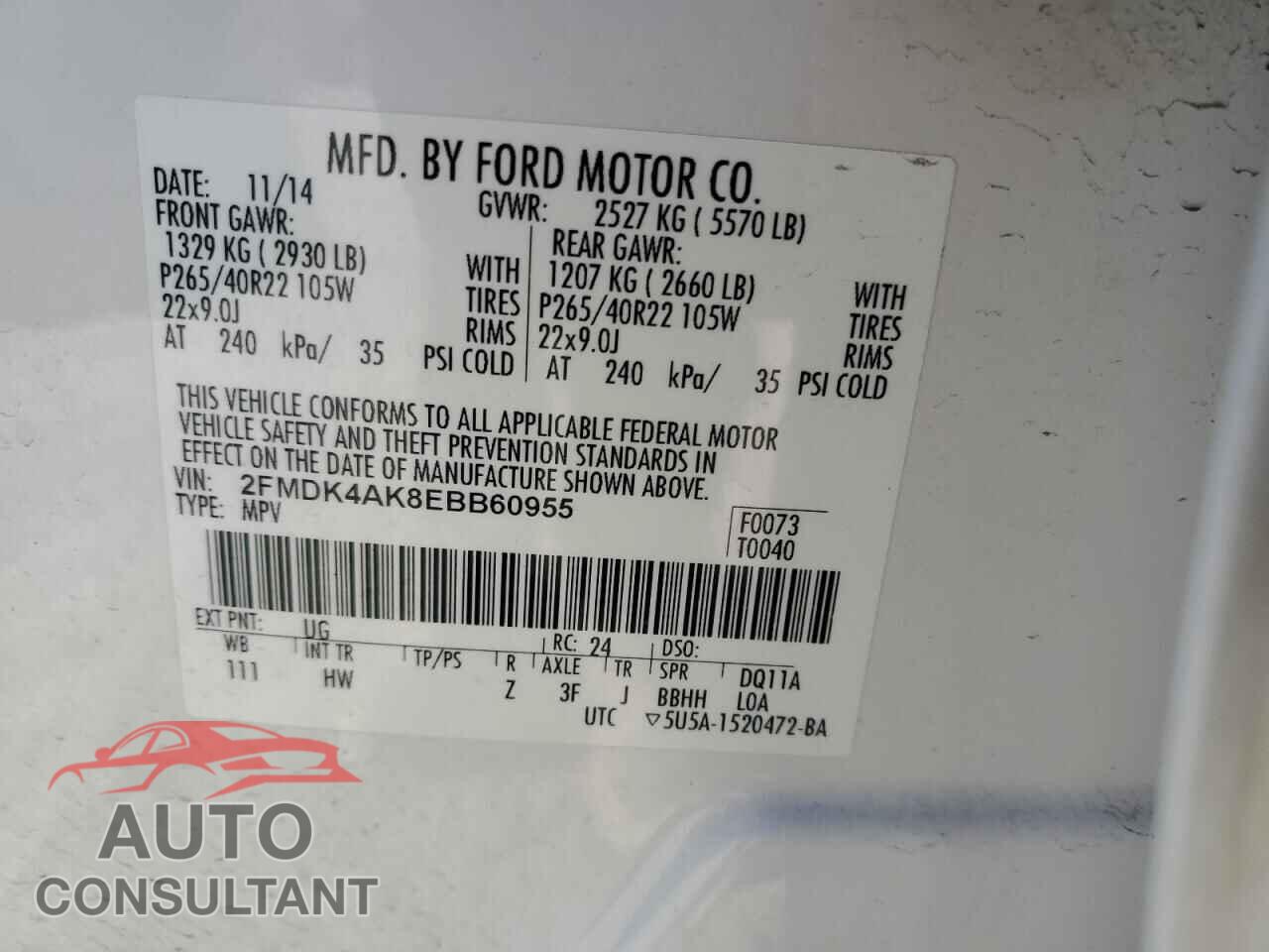 FORD EDGE 2014 - 2FMDK4AK8EBB60955