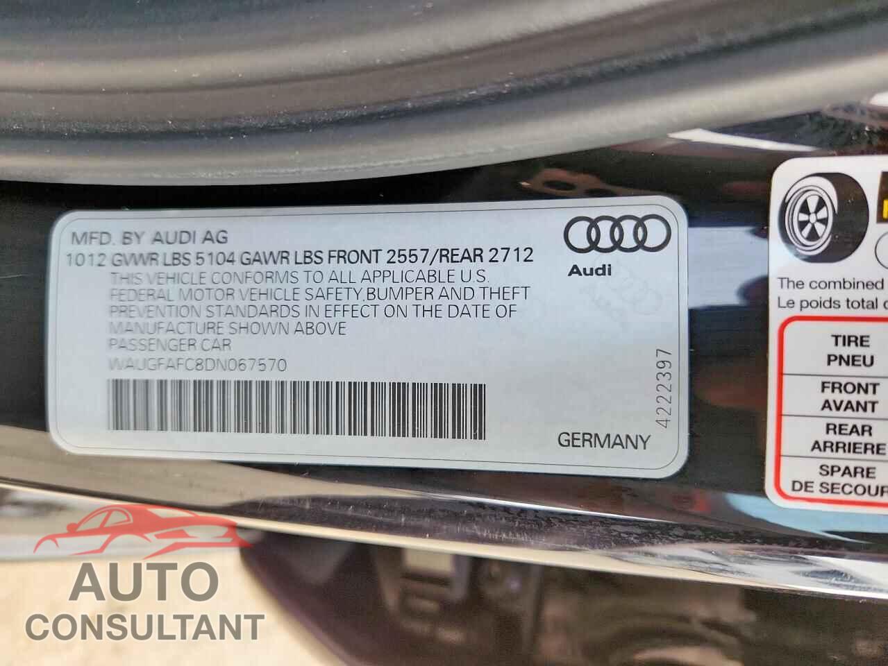 AUDI A6 2013 - WAUGFAFC8DN067570
