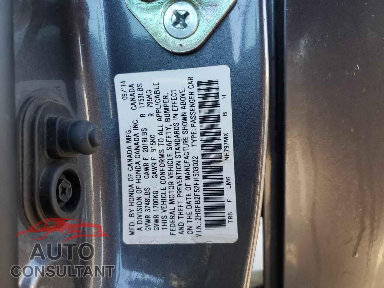 HONDA CIVIC 2015 - 2HGFB2F52FH503022