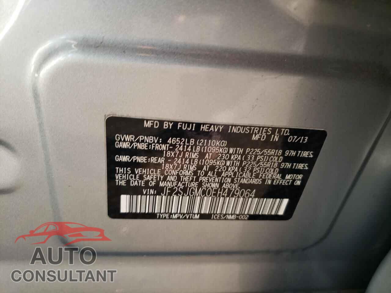 SUBARU FORESTER 2014 - JF2SJGMC0EH479064