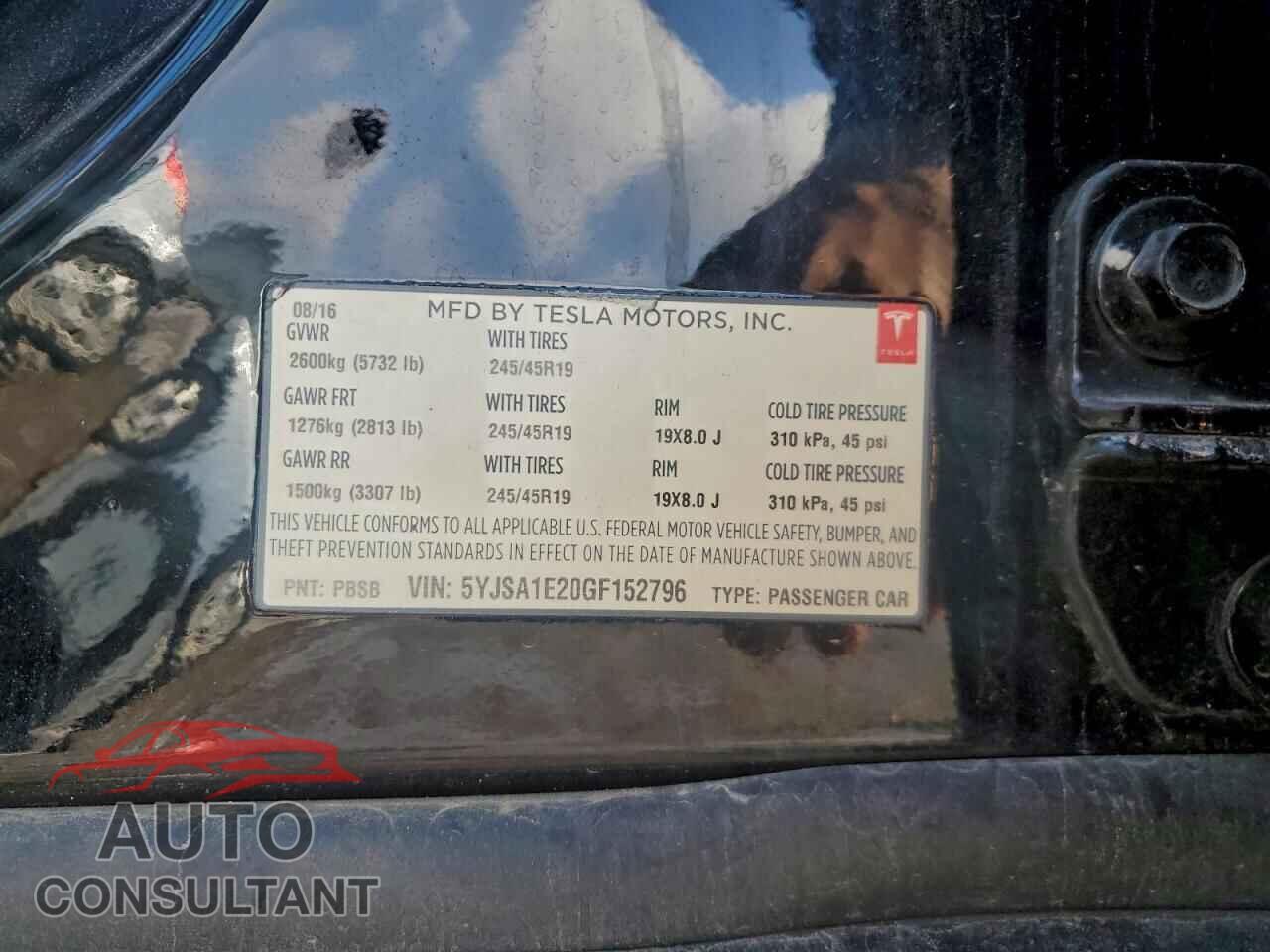 TESLA MODEL S 2016 - 5YJSA1E20GF152796