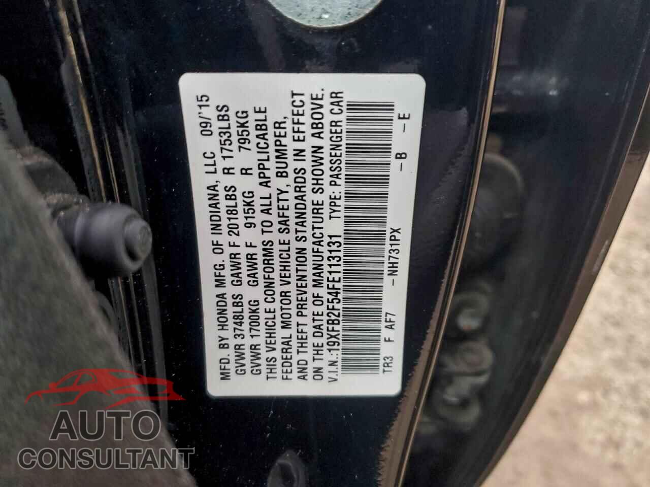 HONDA CIVIC 2015 - 19XFB2F54FE113131