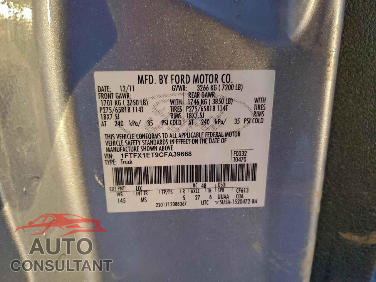 FORD F-150 2012 - 1FTFX1ET9CFA39668