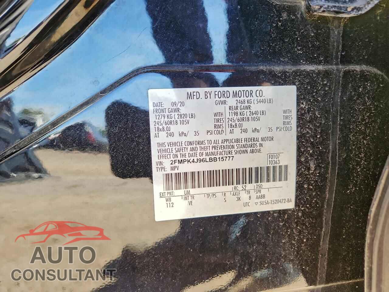 FORD EDGE 2020 - 2FMPK4J96LBB15777
