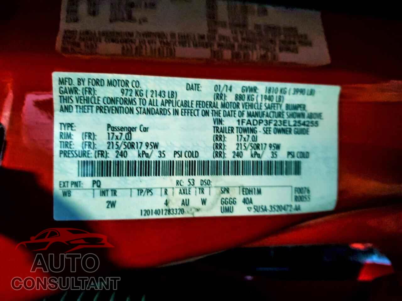 FORD FOCUS 2014 - 1FADP3F23EL254255