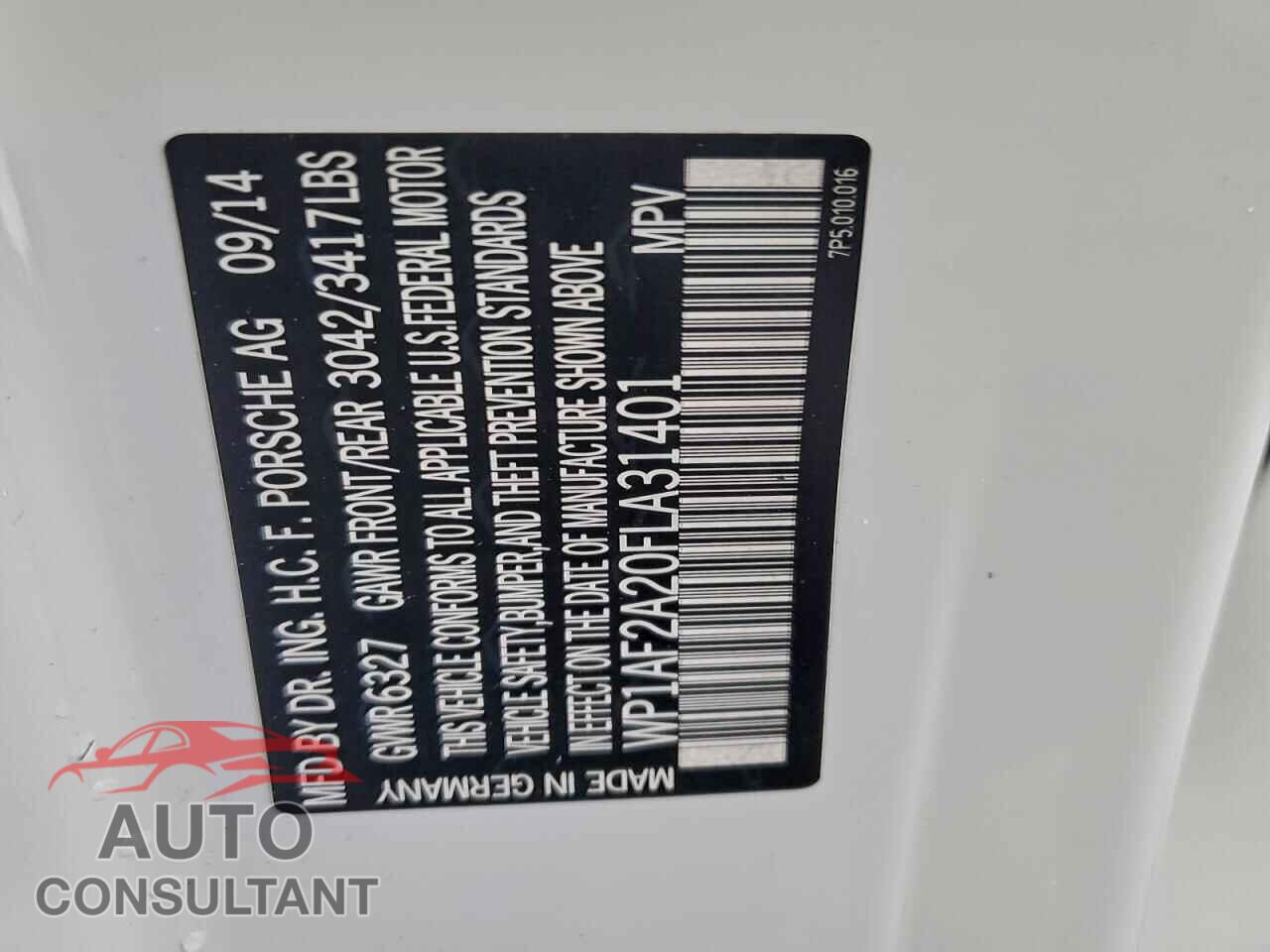 PORSCHE CAYENNE 2015 - WP1AF2A20FLA31401
