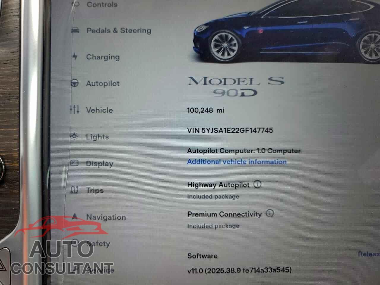 TESLA MODEL S 2016 - 5YJSA1E22GF147745