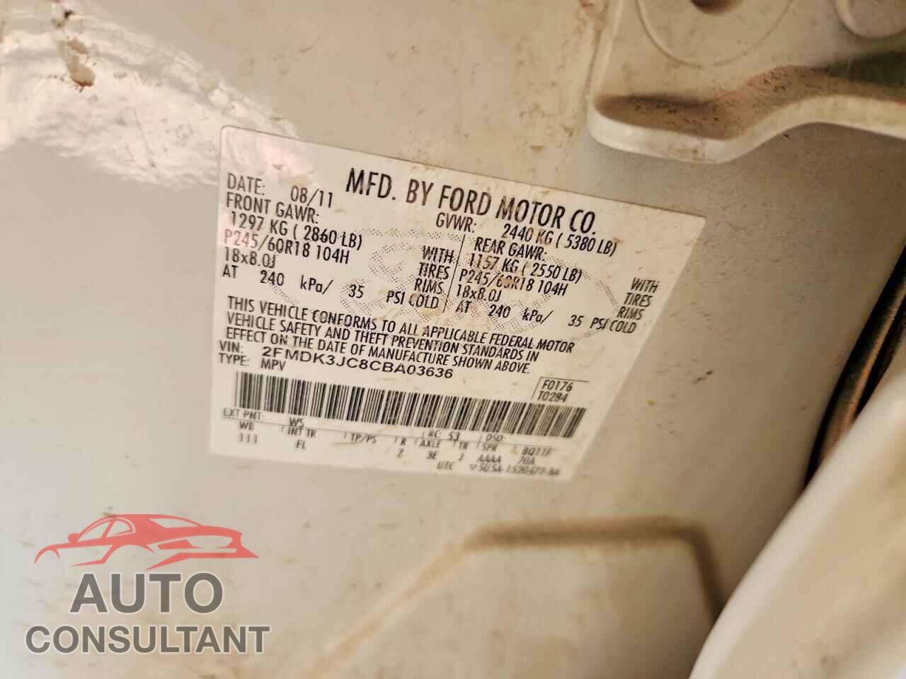 FORD EDGE 2012 - 2FMDK3JC8CBA03636
