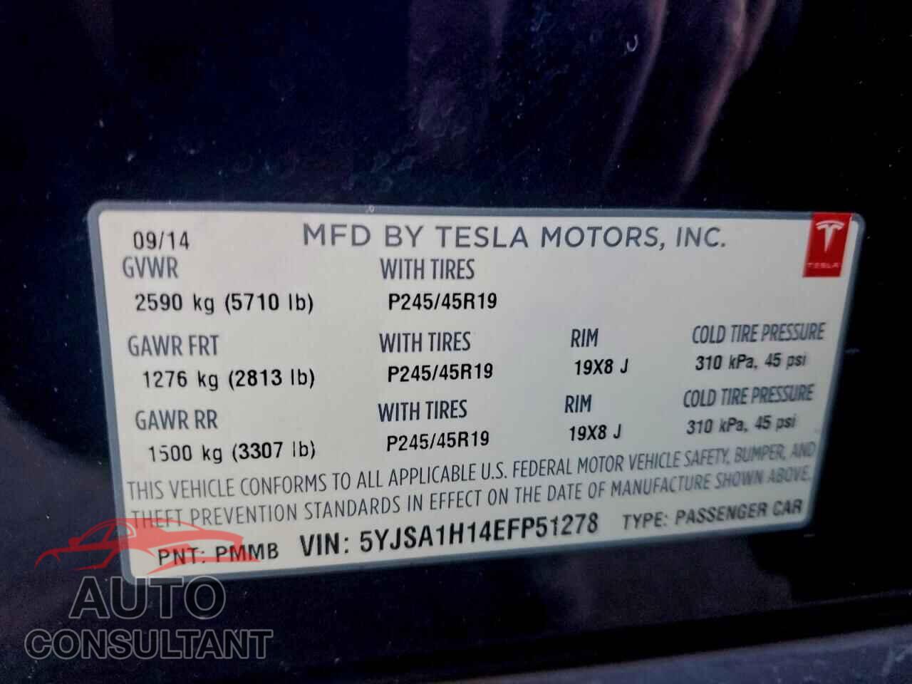 TESLA MODEL S 2014 - 5YJSA1H14EFP51278