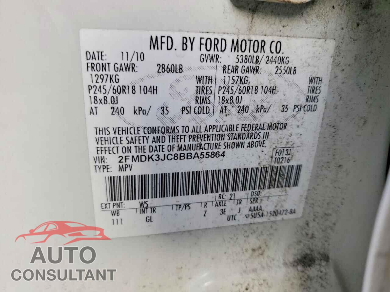 FORD EDGE 2011 - 2FMDK3JC8BBA55864