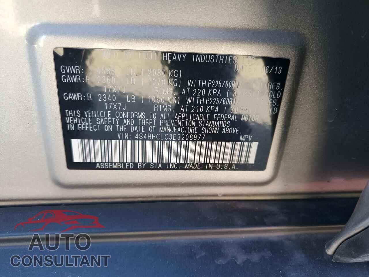SUBARU OUTBACK 2014 - 4S4BRCLC3E3208977