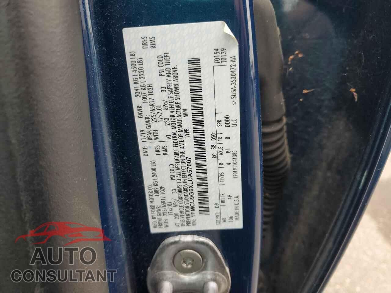 FORD ESCAPE 2020 - 1FMCU9G6XLUA57007