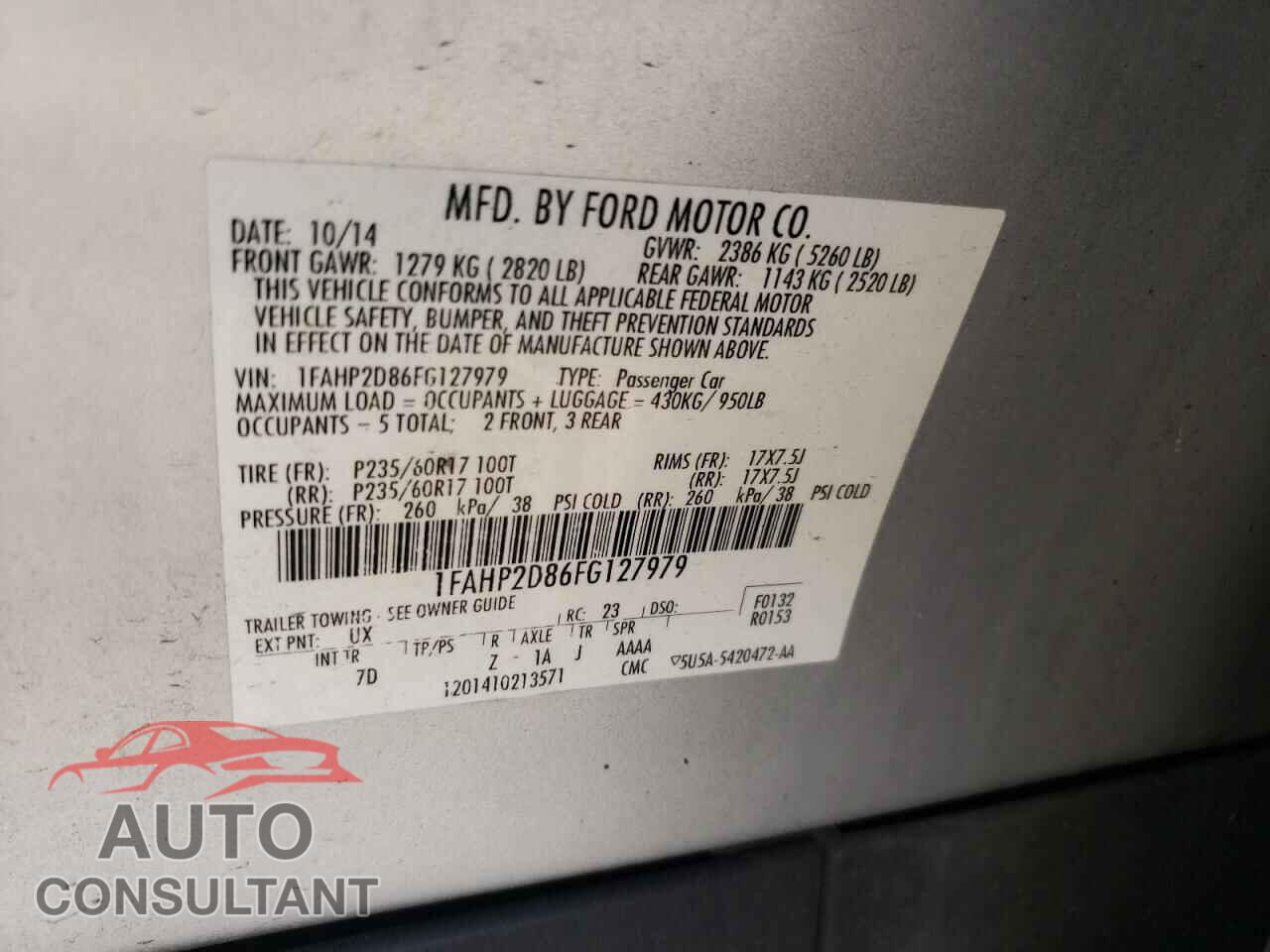 FORD TAURUS 2015 - 1FAHP2D86FG127979