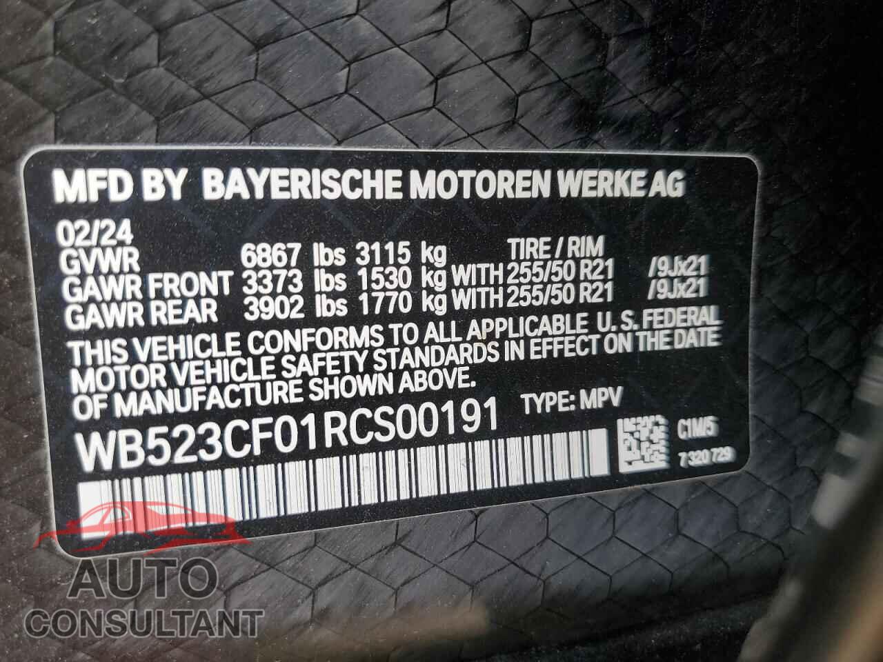 BMW IX XDRIVE5 2024 - WB523CF01RCS00191