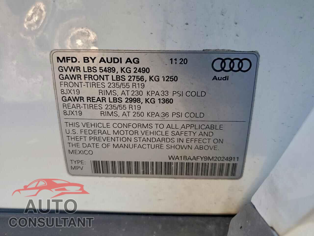 AUDI Q5 2021 - WA1BAAFY9M2024911