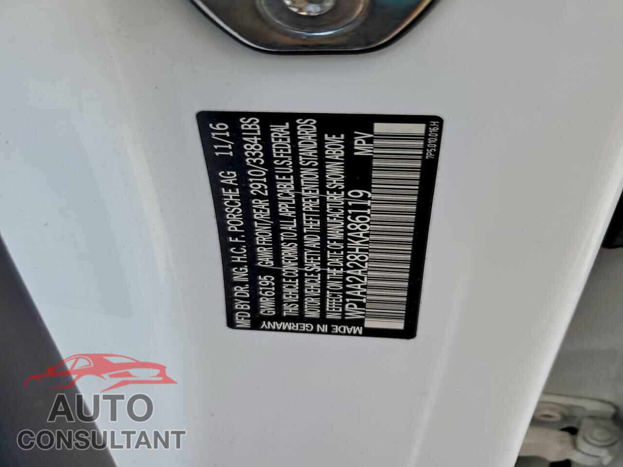 PORSCHE CAYENNE 2017 - WP1AA2A28HKA86119