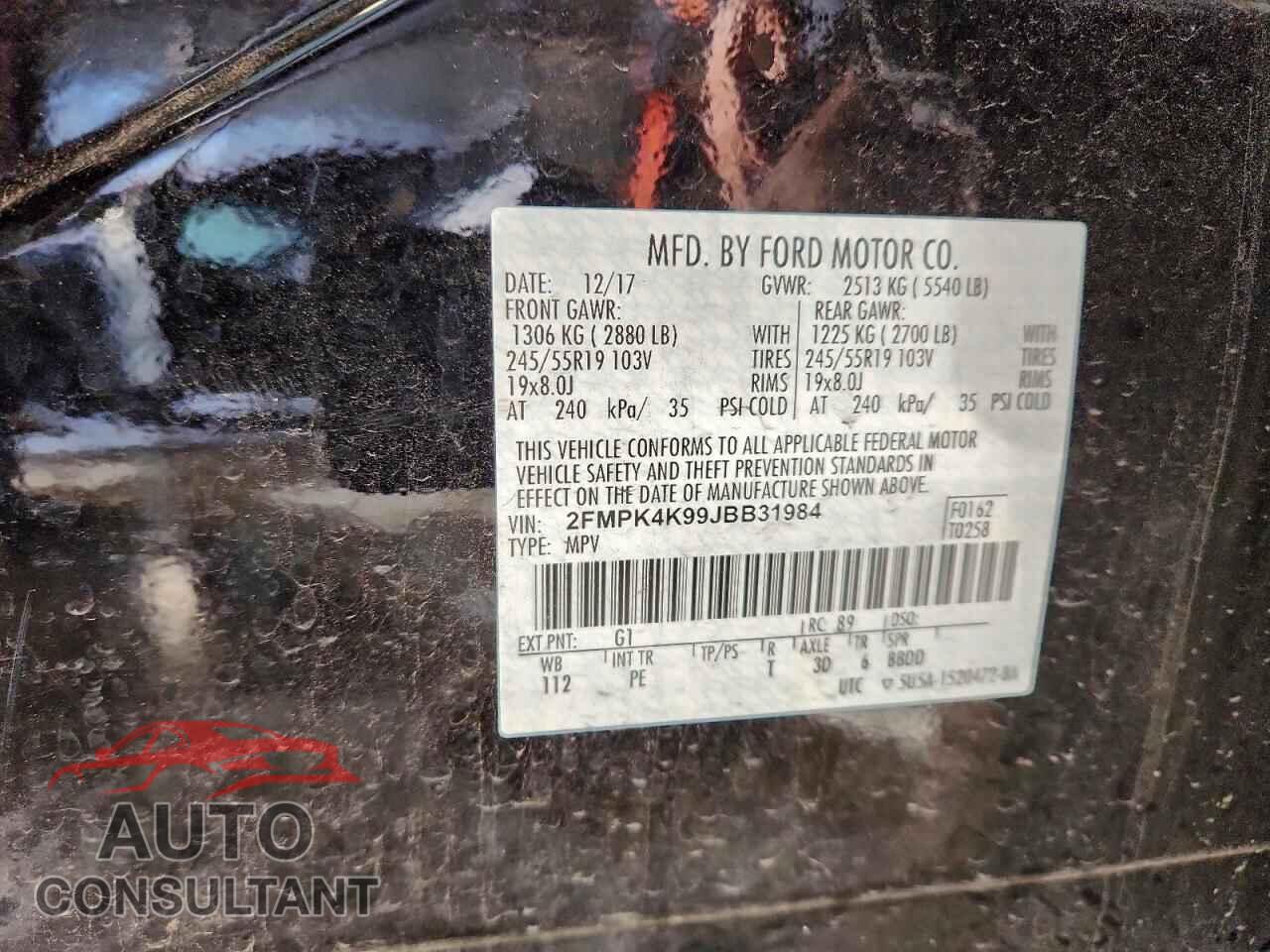 FORD EDGE 2018 - 2FMPK4K99JBB31984