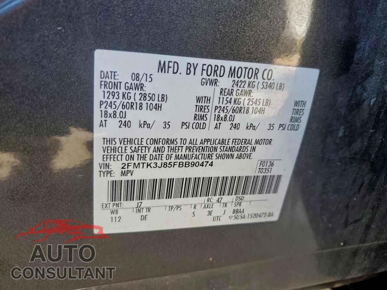 FORD EDGE 2015 - 2FMTK3J85FBB90474