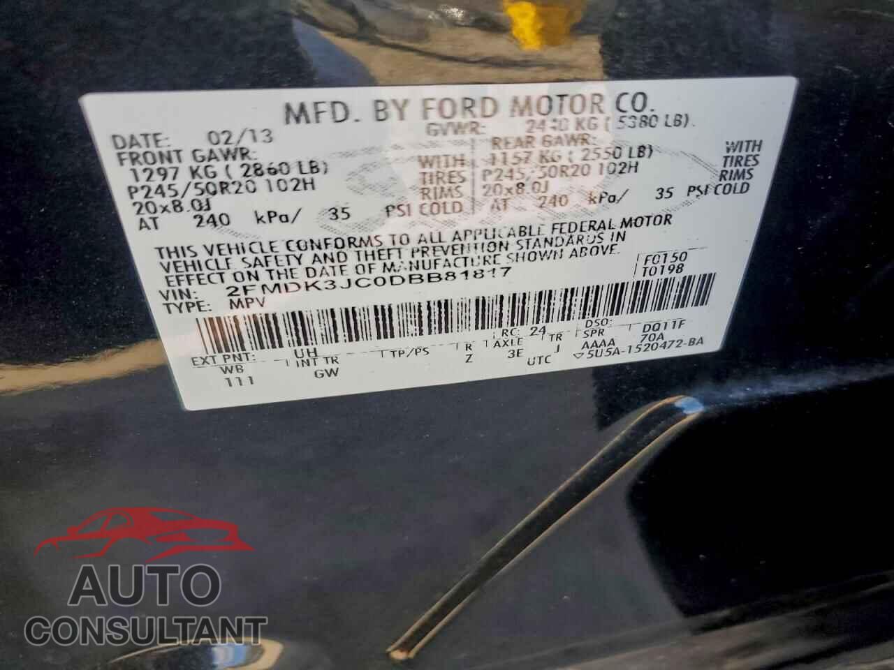 FORD EDGE 2013 - 2FMDK3JC0DBB81817