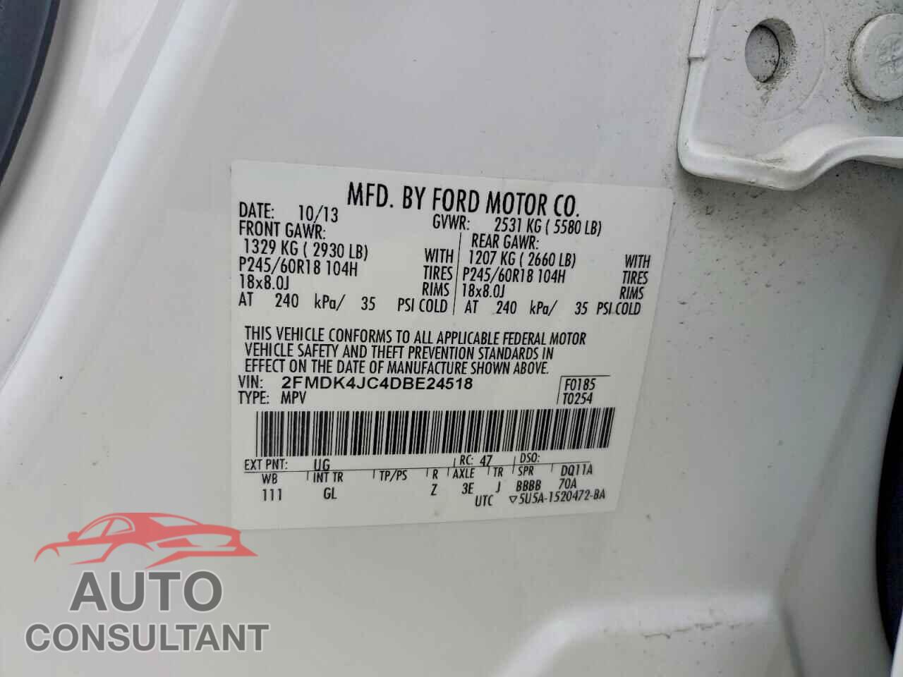 FORD EDGE 2013 - 2FMDK4JC4DBE24518