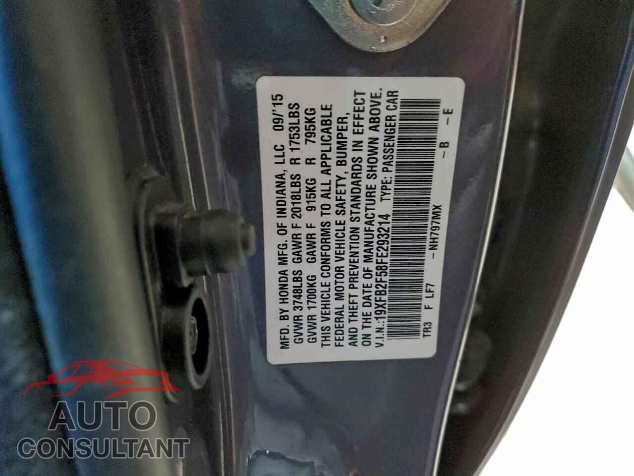 HONDA CIVIC 2015 - 19XFB2F58FE293214