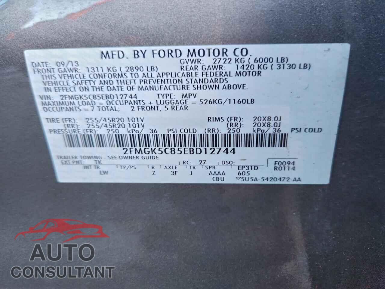 FORD FLEX 2014 - 2FMGK5C85EBD12744