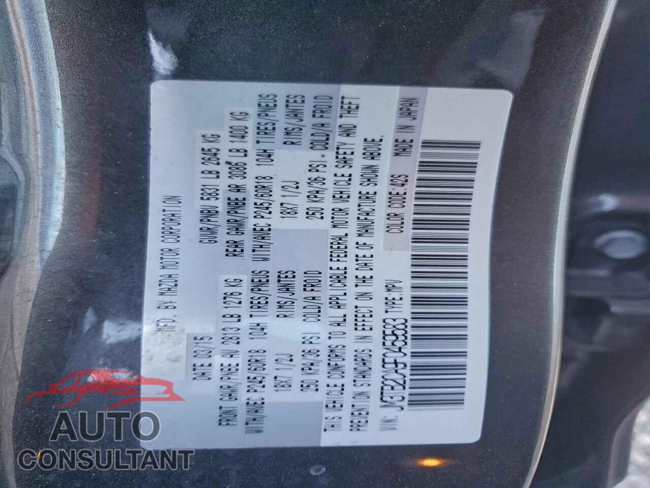 MAZDA CX-9 2015 - JM3TB2CA9F0459583