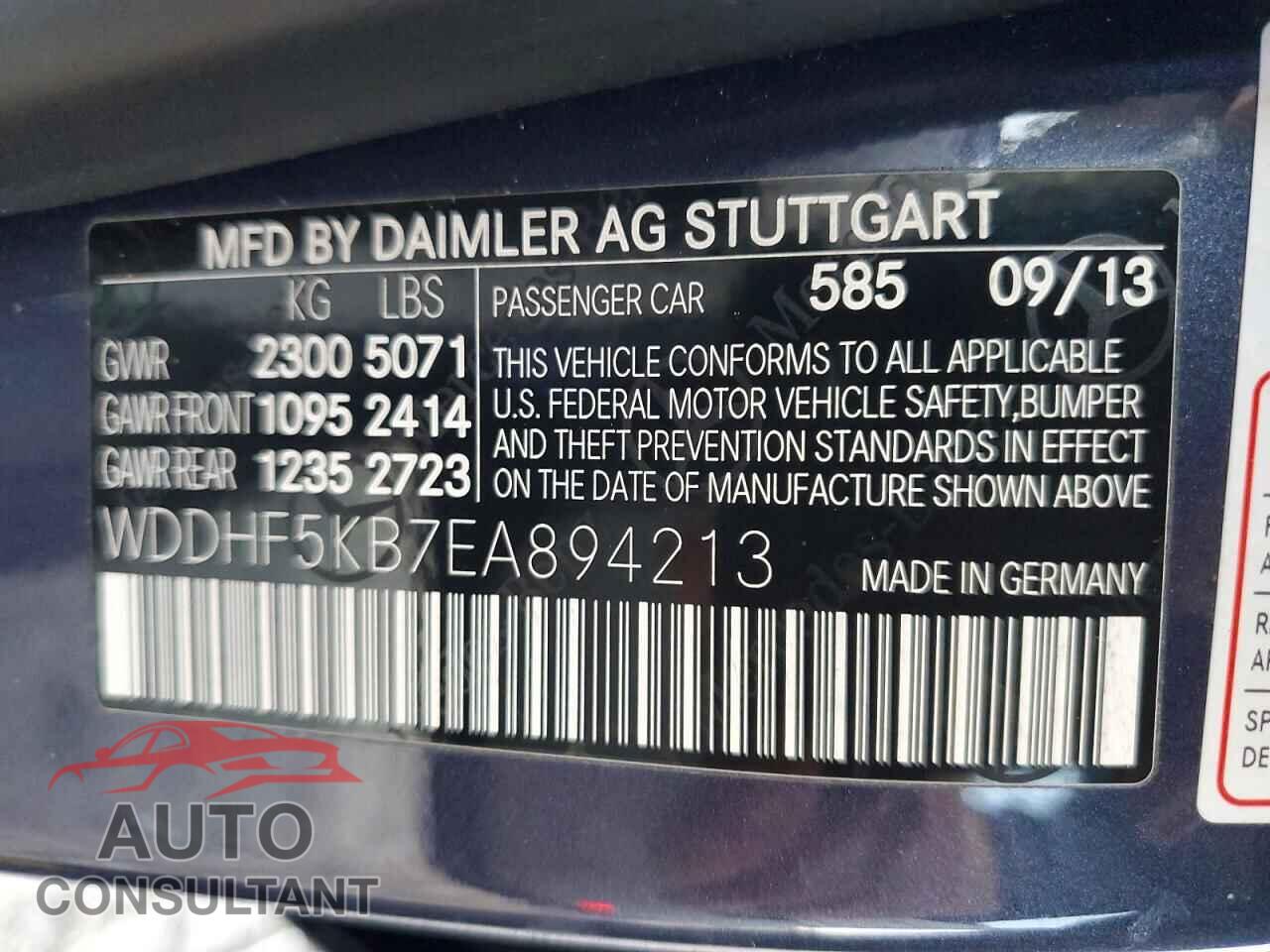 MERCEDES-BENZ E-CLASS 2014 - WDDHF5KB7EA894213