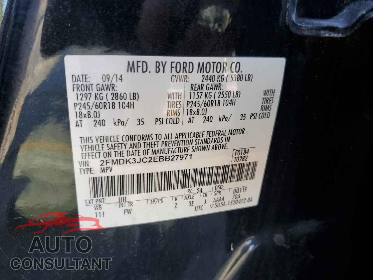 FORD EDGE 2014 - 2FMDK3JC2EBB27971