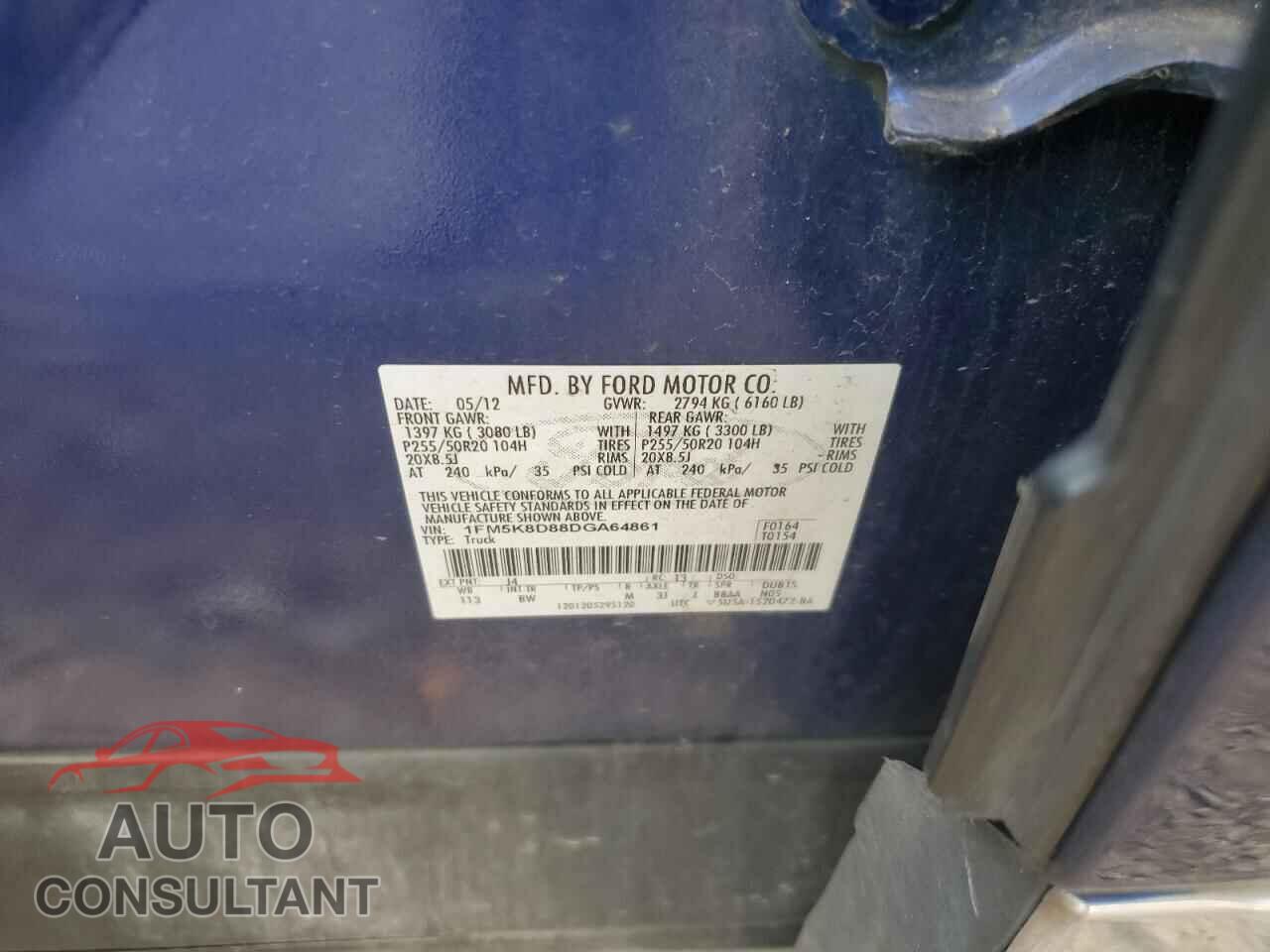 FORD EXPLORER 2013 - 1FM5K8D88DGA64861