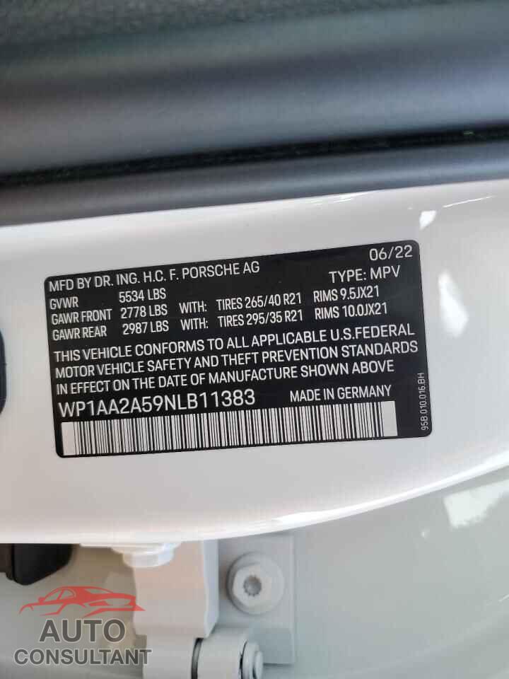 PORSCHE MACAN 2022 - WP1AA2A59NLB11383
