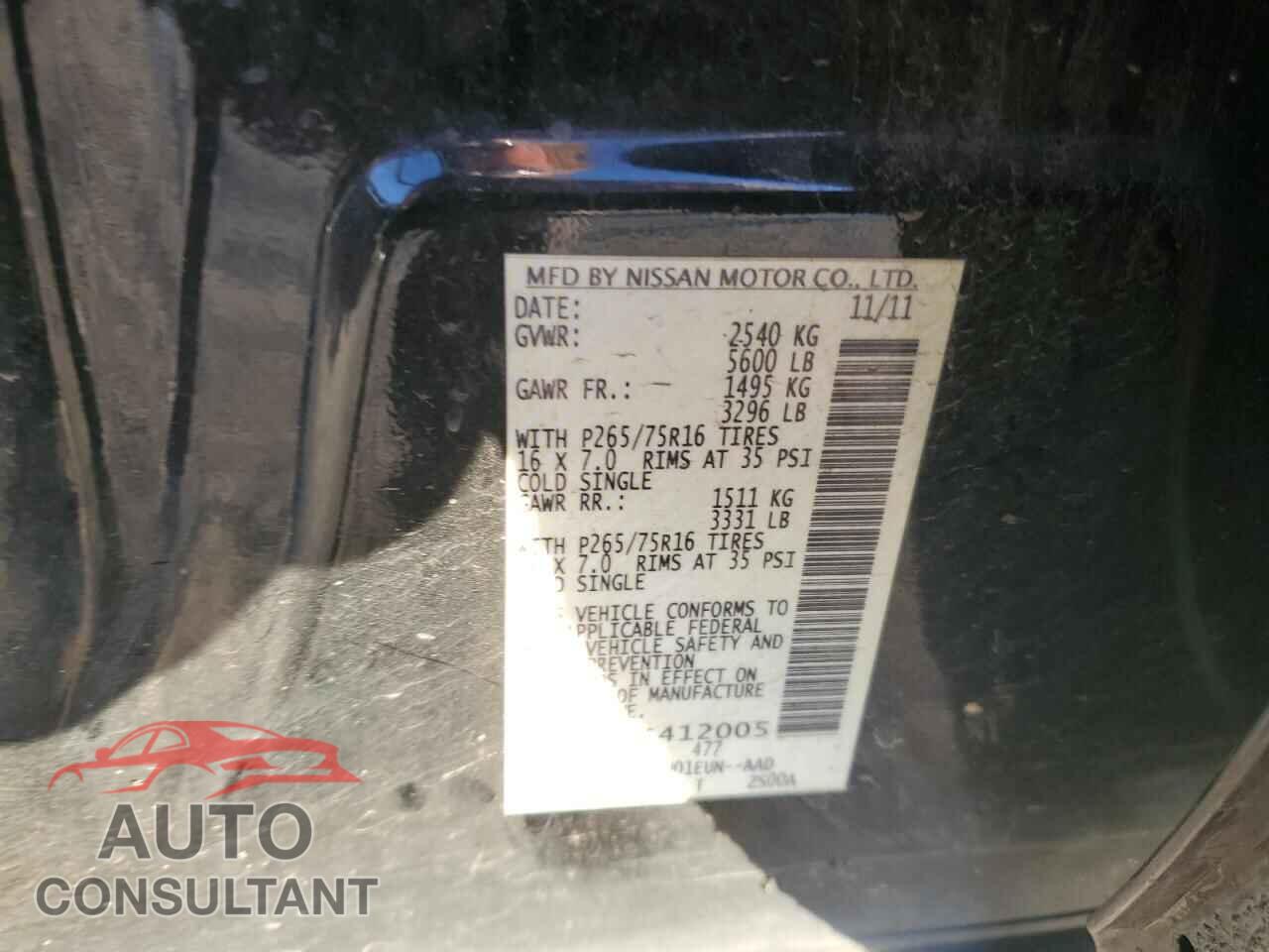 NISSAN FRONTIER 2012 - 1N6AD0EV1CC412005
