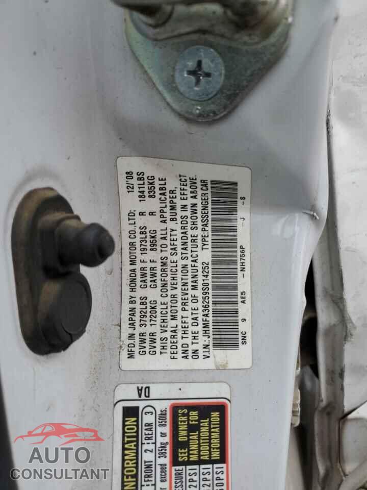 HONDA CIVIC 2009 - JHMFA36259S014252