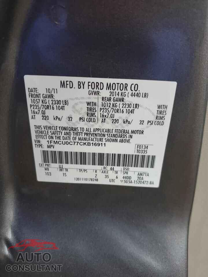 FORD ESCAPE 2012 - 1FMCU0C77CKB16911
