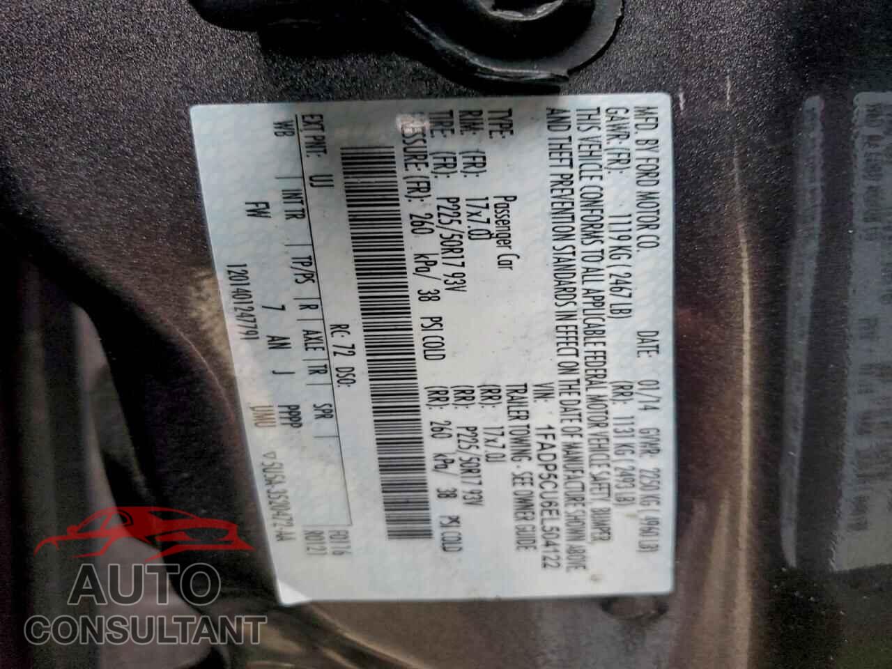 FORD CMAX 2014 - 1FADP5CU6EL504122