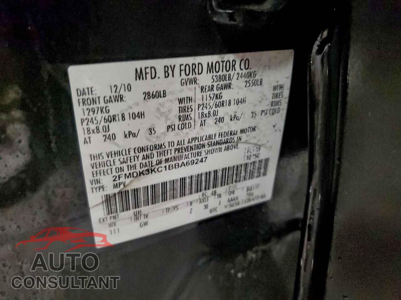 FORD EDGE 2011 - 2FMDK3KC1BBA69247