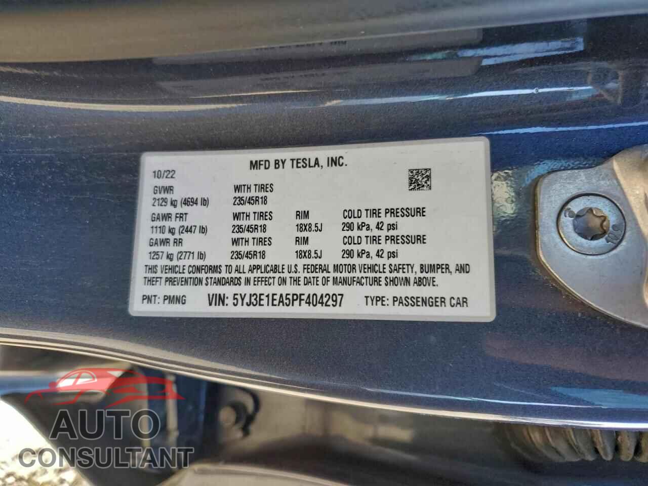TESLA MODEL 3 2023 - 5YJ3E1EA5PF404297