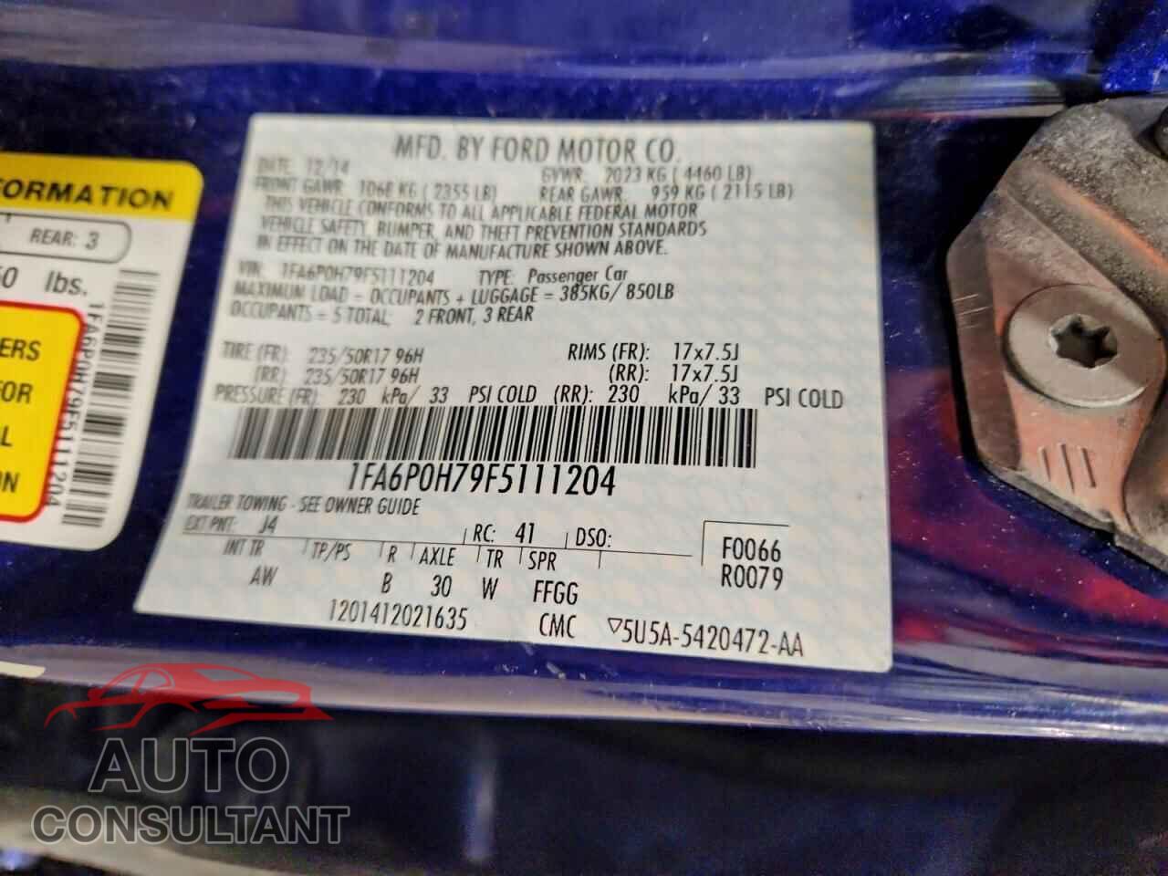 FORD FUSION 2015 - 1FA6P0H79F5111204
